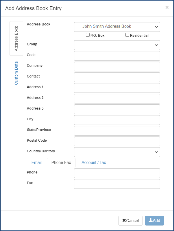 Adding Personal Address Book